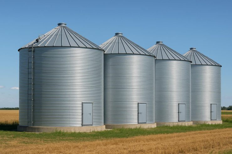 Grain storage containers for agriculture.