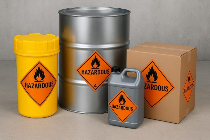 Hazardous material containers for safe transport.