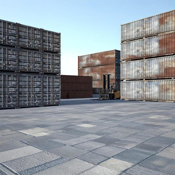 Metal containers for industrial storage.