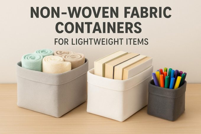 Non-woven fabric containers for lightweight items.