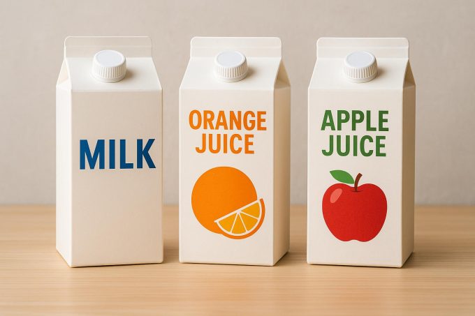 Paperboard cartons for milk and juice.