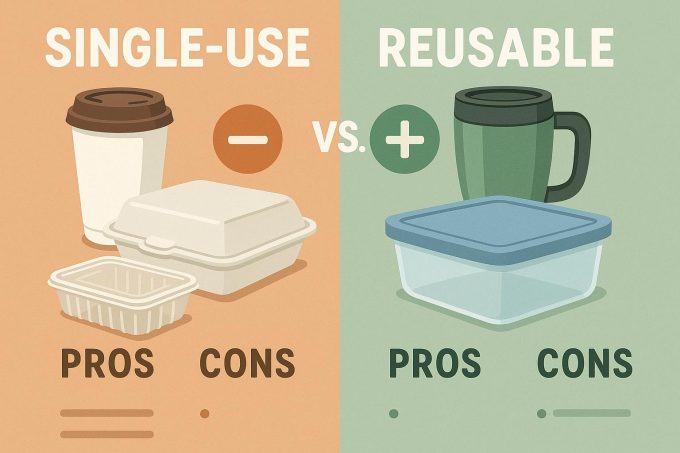 Single-use vs. reusable containers: Pros and cons.