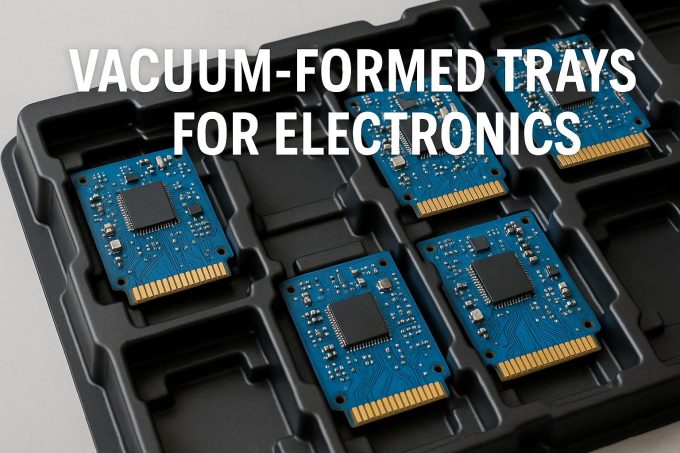 Vacuum-formed trays for electronics.