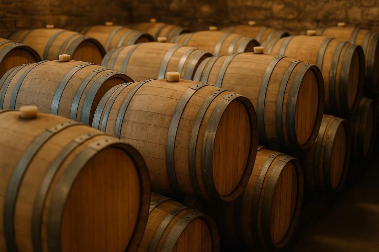 Wine barrels as traditional storage solutions.